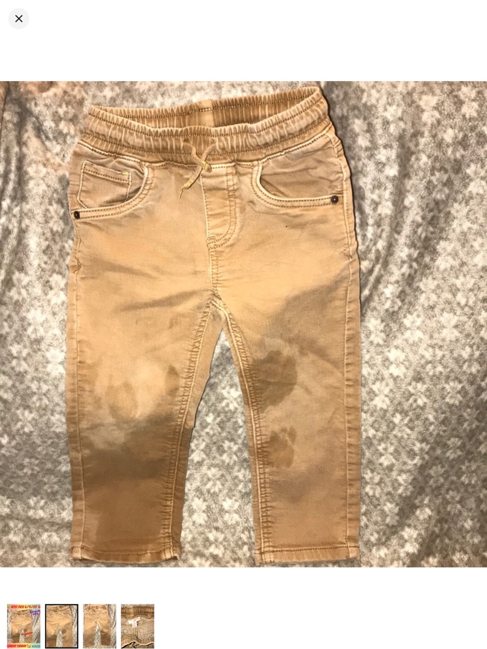 Cat & Jack 3T Tan Elastic-Waist Pull-On Pants discolored